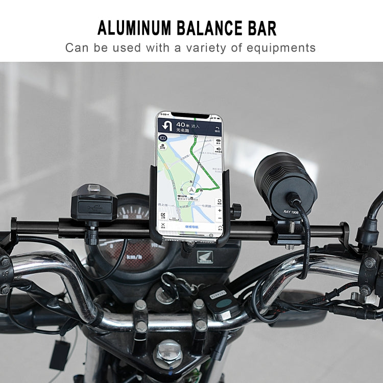 CS-859A1 Motorcycle Electric Vehicle Aluminum Alloy Extended Balance Bar Headlight Mobile Phone Bracket(Black) - Others by PMC Jewellery | Online Shopping South Africa | PMC Jewellery | Buy Now Pay Later Mobicred