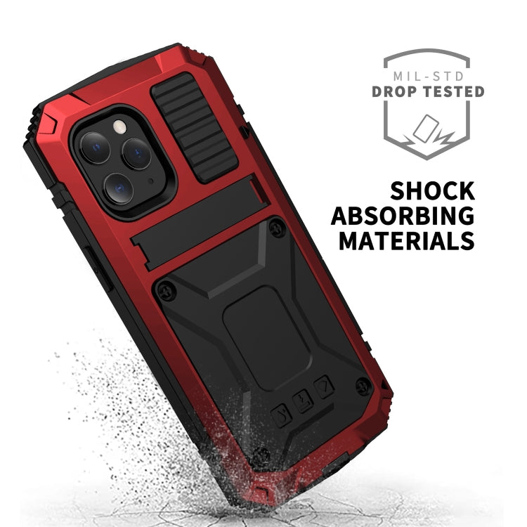 For iPhone 12 Pro Max R-JUST Shockproof Waterproof Dust-proof Metal + Silicone Protective Case with Holder(Red) - iPhone 12 Pro Max Cases by R-JUST | Online Shopping South Africa | PMC Jewellery