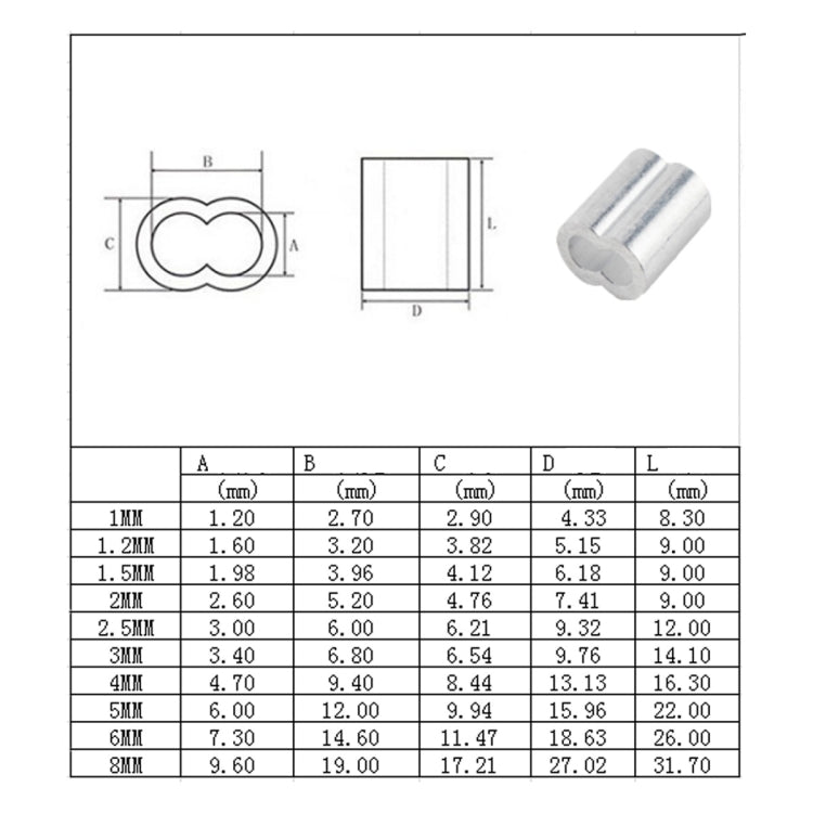 315 PCS M1.2 / M1.5 / M2 / M2.5 / M3 / M4 / M5 / M6 Wire Rope 8-shaped Aluminum Sleeve - Booster Cable & Clip by PMC Jewellery | Online Shopping South Africa | PMC Jewellery | Buy Now Pay Later Mobicred