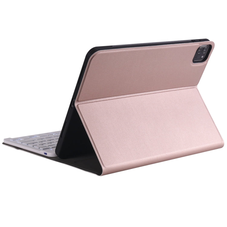 A098BS Detachable Ultra-thin Backlight Bluetooth Keyboard Tablet Case for iPad Air 4 10.9 inch (2020), with Stand & Pen Slot(Rose Gold) - For iPad Air by PMC Jewellery | Online Shopping South Africa | PMC Jewellery | Buy Now Pay Later Mobicred