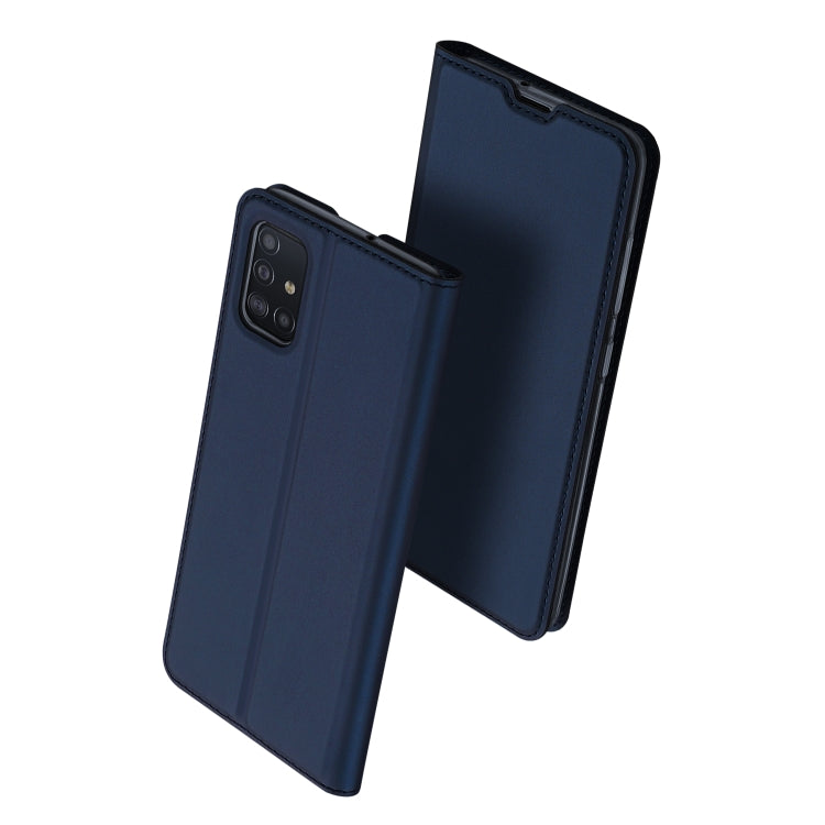 For Samsung Galaxy A51 DUX DUCIS Skin Pro Series Horizontal Flip PU + TPU Leather Case with Holder & Card Slots(Blue) - Galaxy Phone Cases by DUX DUCIS | Online Shopping South Africa | PMC Jewellery | Buy Now Pay Later Mobicred