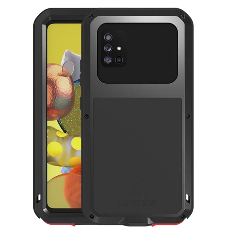 For Samsung Galaxy A51 5G LOVE MEI Metal Shockproof Waterproof Dustproof Protective Case with Glass(Black) - Galaxy Phone Cases by LOVE MEI | Online Shopping South Africa | PMC Jewellery