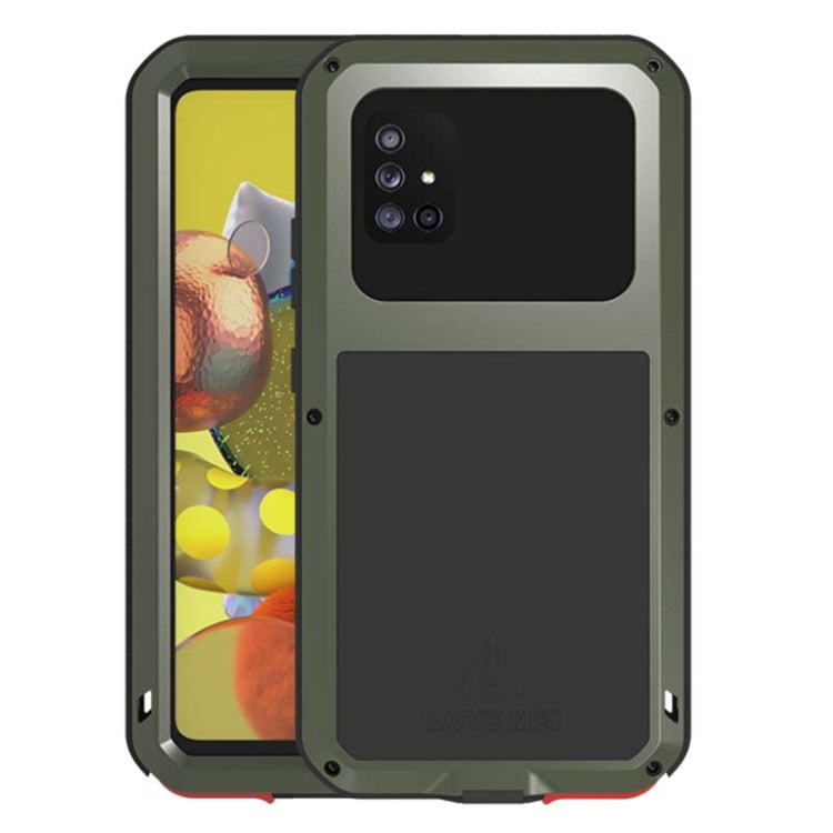 For Samsung Galaxy A51 5G LOVE MEI Metal Shockproof Waterproof Dustproof Protective Case with Glass(Army Green) - Galaxy Phone Cases by LOVE MEI | Online Shopping South Africa | PMC Jewellery