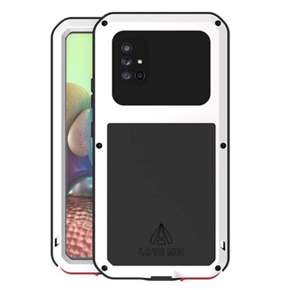 For Samsung Galaxy A71 5G LOVE MEI Metal Shockproof Waterproof Dustproof Protective Case with Glass(White) - Galaxy Phone Cases by LOVE MEI | Online Shopping South Africa | PMC Jewellery