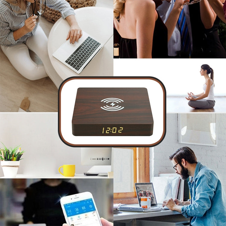 W50 Wooden Clock Wireless Charger (Yellow Wood) - Wireless Charger by PMC Jewellery | Online Shopping South Africa | PMC Jewellery | Buy Now Pay Later Mobicred