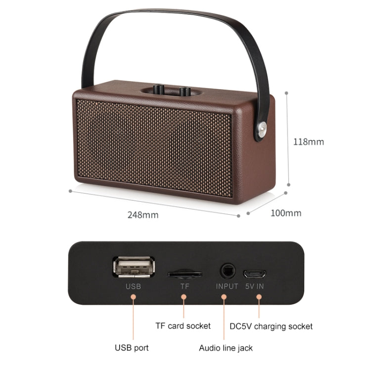 D30 Portable Subwoofer Wooden Bluetooth 4.2 Speaker, Support TF Card & 3.5mm AUX & U Disk Play(Brown) - Desktop Speaker by PMC Jewellery | Online Shopping South Africa | PMC Jewellery | Buy Now Pay Later Mobicred