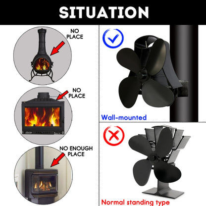 YL-105 4-Blade Aluminum Heat Powered Fireplace Stove Fan(Black) - Fireplace Fan by PMC Jewellery | Online Shopping South Africa | PMC Jewellery | Buy Now Pay Later Mobicred