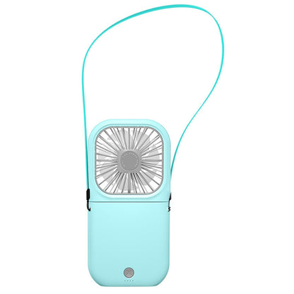 F20 Electroplating Handheld Fan Portable Desktop Folding Mute USB Hanging Neck Fan (Blue) - Electric Fans by PMC Jewellery | Online Shopping South Africa | PMC Jewellery | Buy Now Pay Later Mobicred