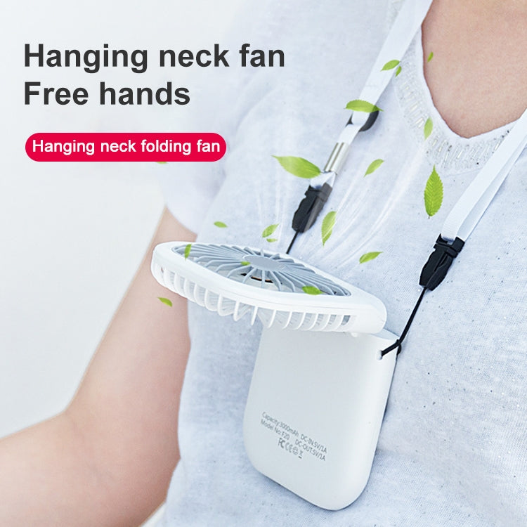 F20 Electroplating Handheld Fan Portable Desktop Folding Mute USB Hanging Neck Fan (Blue) - Electric Fans by PMC Jewellery | Online Shopping South Africa | PMC Jewellery | Buy Now Pay Later Mobicred