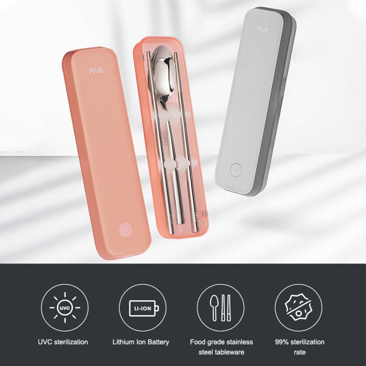 Original Xiaomi Youpin FIVE Portable Spoon Chopsticks Sterilized Box (Pink) - Disinfector by Xiaomi | Online Shopping South Africa | PMC Jewellery | Buy Now Pay Later Mobicred