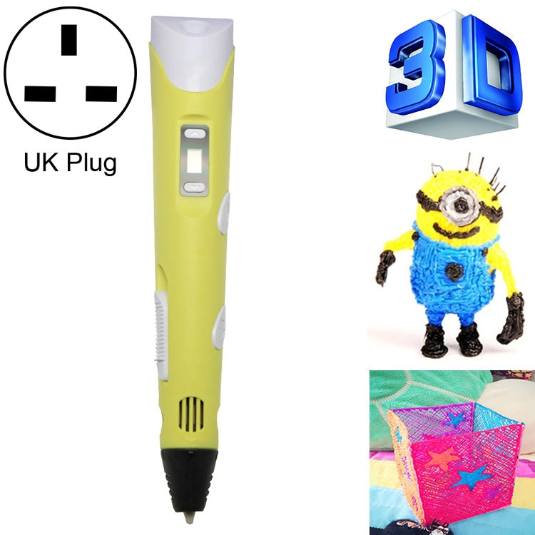 Hand-held 3D Printing Pen, UK Plug (Yellow) - 3D Printer by PMC Jewellery | Online Shopping South Africa | PMC Jewellery | Buy Now Pay Later Mobicred