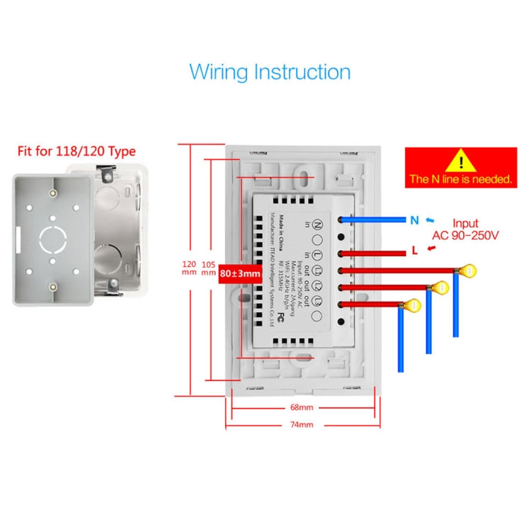 WS-US-01 EWeLink APP & Touch Control 2A 1 Gang Tempered Glass Panel Smart Wall Switch, AC 90V-250V, US Plug - Smart Socket by PMC Jewellery | Online Shopping South Africa | PMC Jewellery | Buy Now Pay Later Mobicred