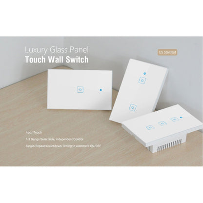 WS-US-02 EWeLink APP & Touch Control 2A 2 Gangs Tempered Glass Panel Smart Wall Switch, AC 90V-250V, US Plug - Smart Socket by PMC Jewellery | Online Shopping South Africa | PMC Jewellery | Buy Now Pay Later Mobicred