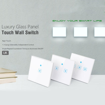 WS-UK-02 EWeLink APP & Touch Control 2A 2 Gangs Tempered Glass Panel Smart Wall Switch, AC 90V-250V, UK Plug - Smart Socket by PMC Jewellery | Online Shopping South Africa | PMC Jewellery | Buy Now Pay Later Mobicred