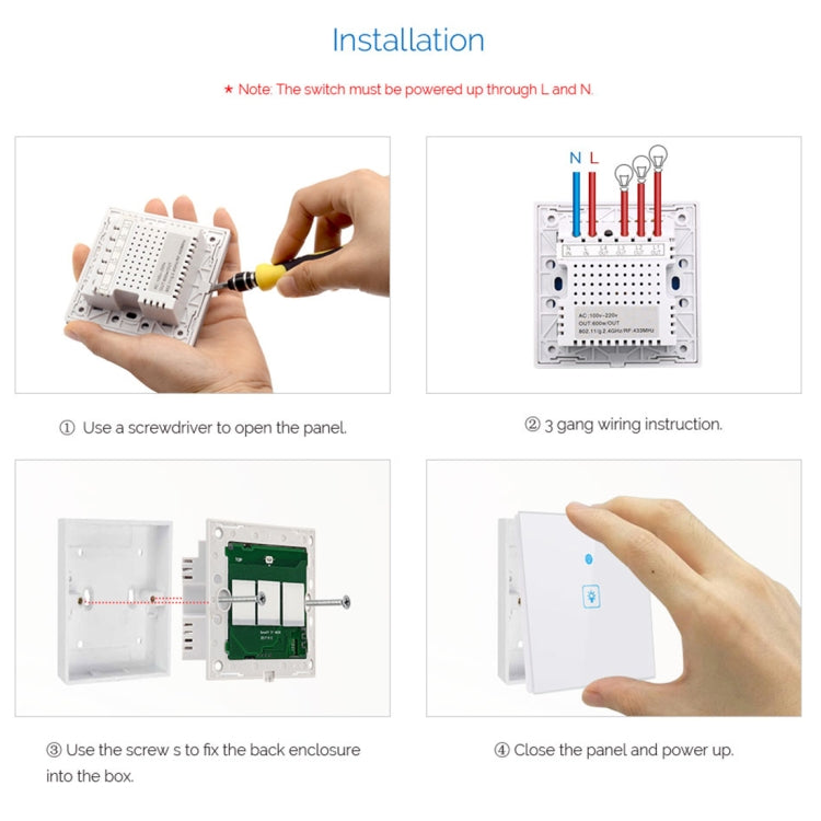 WS-UK-03 EWeLink APP & Touch Control 2A 3 Gangs Tempered Glass Panel Smart Wall Switch, AC 90V-250V, UK Plug - Smart Socket by PMC Jewellery | Online Shopping South Africa | PMC Jewellery | Buy Now Pay Later Mobicred