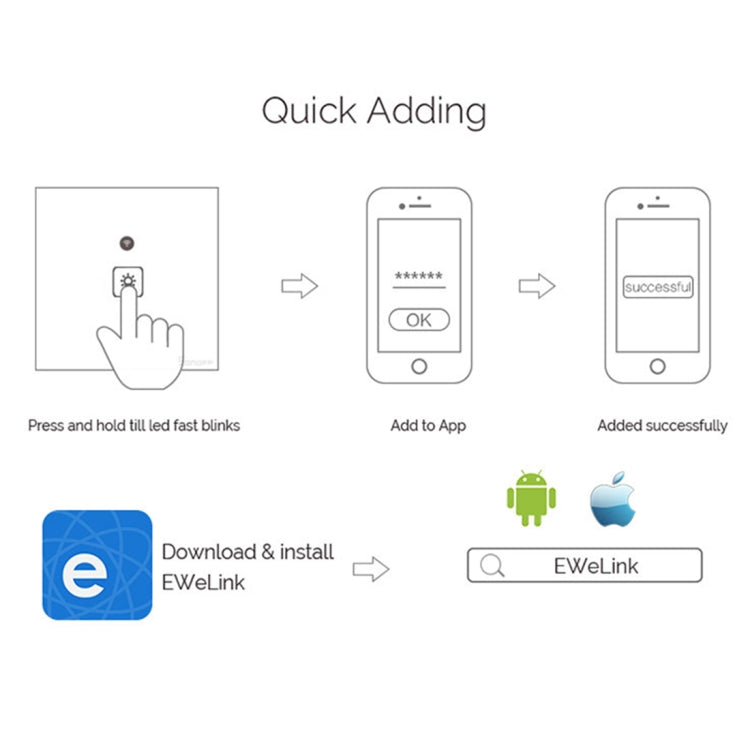 WS-EU-01 EWeLink APP & Touch Control 2A 1 Gang Tempered Glass Panel Smart Wall Switch, AC 90V-250V, EU Plug - Smart Socket by PMC Jewellery | Online Shopping South Africa | PMC Jewellery | Buy Now Pay Later Mobicred