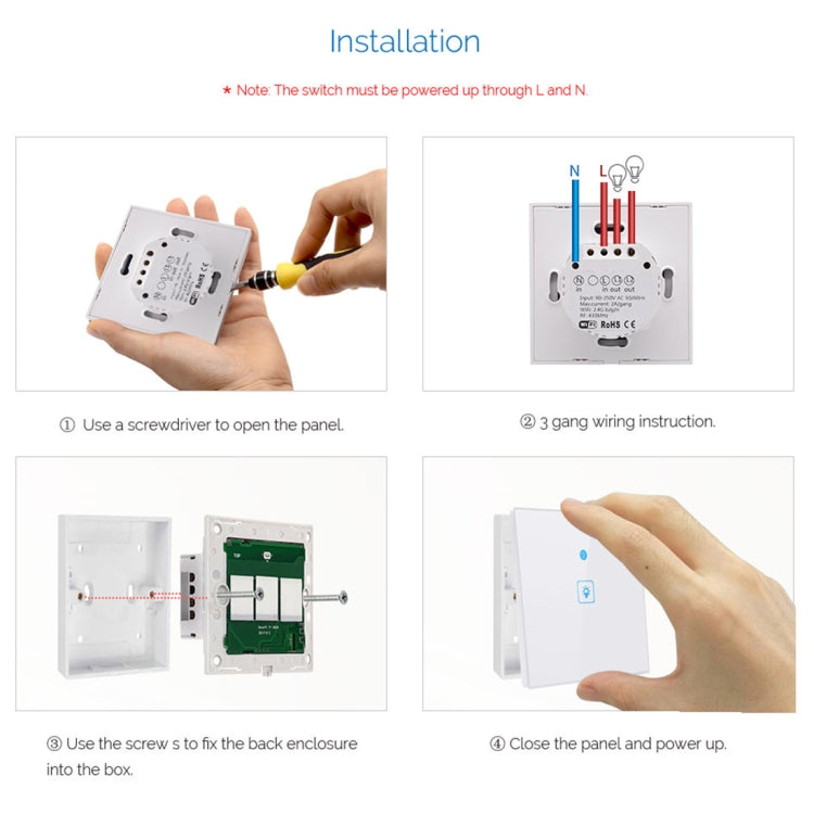 WS-EU-01 EWeLink APP & Touch Control 2A 1 Gang Tempered Glass Panel Smart Wall Switch, AC 90V-250V, EU Plug - Smart Socket by PMC Jewellery | Online Shopping South Africa | PMC Jewellery | Buy Now Pay Later Mobicred