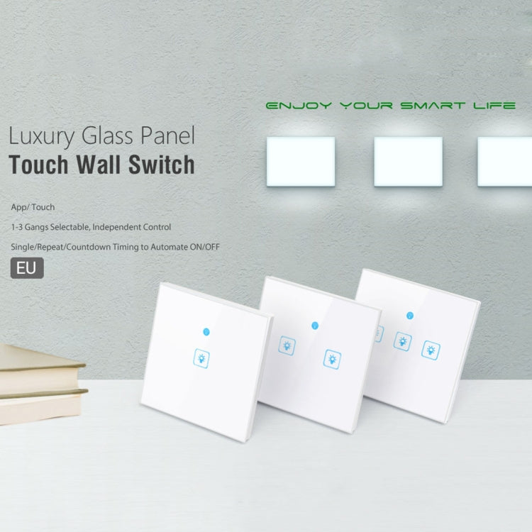 WS-EU-03 EWeLink APP & Touch Control 2A 3 Gangs Tempered Glass Panel Smart Wall Switch, AC 90V-250V, EU Plug - Smart Socket by PMC Jewellery | Online Shopping South Africa | PMC Jewellery | Buy Now Pay Later Mobicred