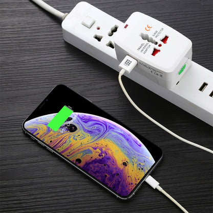 110-250V Multi-function Travel Universal Converter with Dual USB Interfaces, EU / UK / US / AU Plug(White) - USB Charger by PMC Jewellery | Online Shopping South Africa | PMC Jewellery | Buy Now Pay Later Mobicred