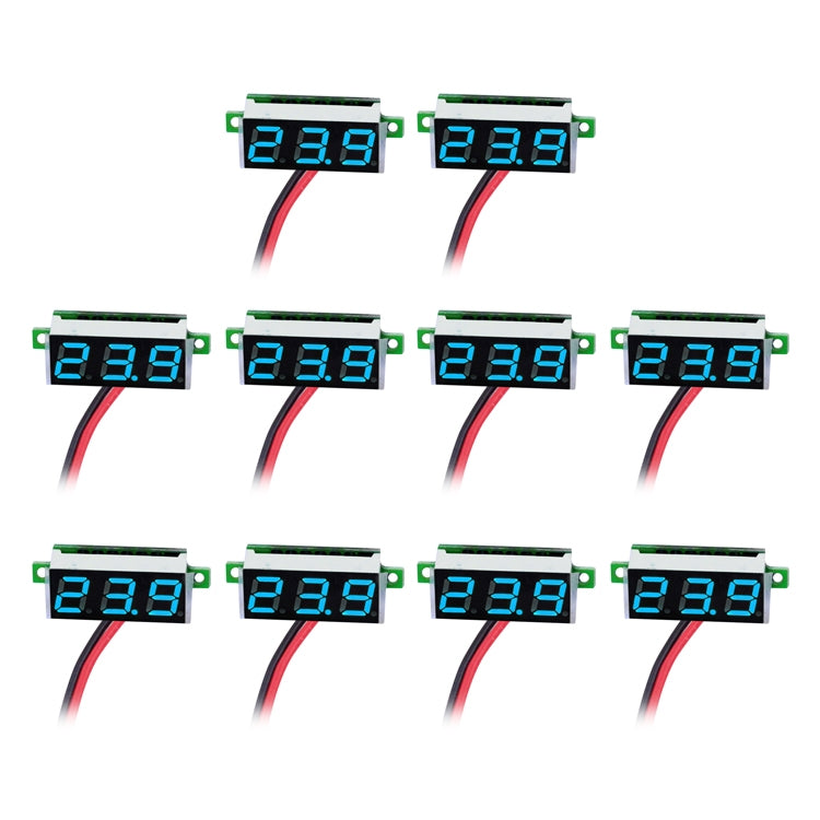 10 PCS 0.36 inch 2 Wires Digital Voltage Meter, Color Light Display, Measure Voltage: DC 2.5-30V (Blue) - Current & Voltage Tester by PMC Jewellery | Online Shopping South Africa | PMC Jewellery | Buy Now Pay Later Mobicred