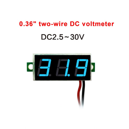 10 PCS 0.36 inch 2 Wires Digital Voltage Meter, Color Light Display, Measure Voltage: DC 2.5-30V (Blue) - Current & Voltage Tester by PMC Jewellery | Online Shopping South Africa | PMC Jewellery | Buy Now Pay Later Mobicred