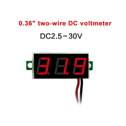 10 PCS 0.36 inch 2 Wires Digital Voltage Meter, Color Light Display, Measure Voltage: DC 2.5-30V (Red) - Current & Voltage Tester by PMC Jewellery | Online Shopping South Africa | PMC Jewellery | Buy Now Pay Later Mobicred