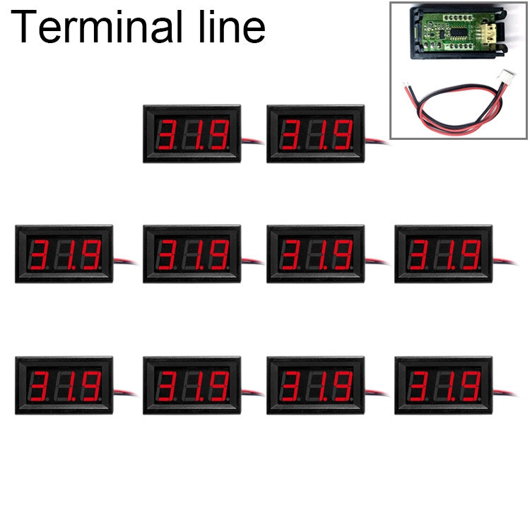 10 PCS 0.56 inch 2 Terminal Wires Digital Voltage Meter with Shell, Color Light Display, Measure Voltage: DC 4.5-30V (Red) - Current & Voltage Tester by PMC Jewellery | Online Shopping South Africa | PMC Jewellery | Buy Now Pay Later Mobicred