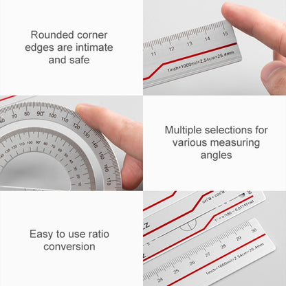 Original Xiaomi Youpin Fizz Aluminum Alloy Ruler Set Ruler Drawing Measurement Geometric Triangle Protractor (Red) - Rulers by Xiaomi | Online Shopping South Africa | PMC Jewellery | Buy Now Pay Later Mobicred