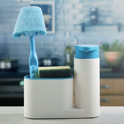 Multifunctional Bathroom Kitchen Sink Tidy Organzier Cosmetics Storage Box + 450ml Liquid Soap Dispenser Hand Wash Body Wash Lotion Shampoo Bottle(Blue) - Soap Dispenser by PMC Jewellery | Online Shopping South Africa | PMC Jewellery | Buy Now Pay Later Mobicred