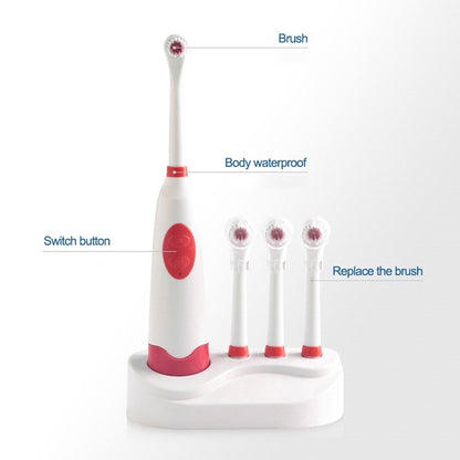 2W Creative Household Waterproof Rotary Electric Toothbrush Set with 4 Replacement Brush Heads & Base, 8500 Revolutions Per Minute(Red) - Toothbrushes by PMC Jewellery | Online Shopping South Africa | PMC Jewellery | Buy Now Pay Later Mobicred