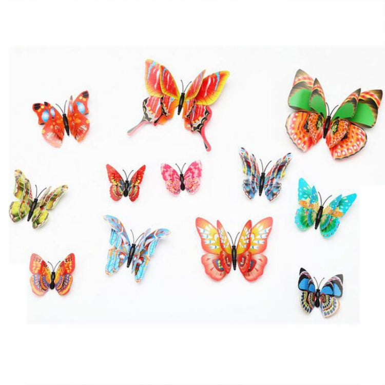 12pcs / Set Home Decoration Originality Double-deck PVC 3D Butterfly Wall Paste - Ornaments by PMC Jewellery | Online Shopping South Africa | PMC Jewellery | Buy Now Pay Later Mobicred