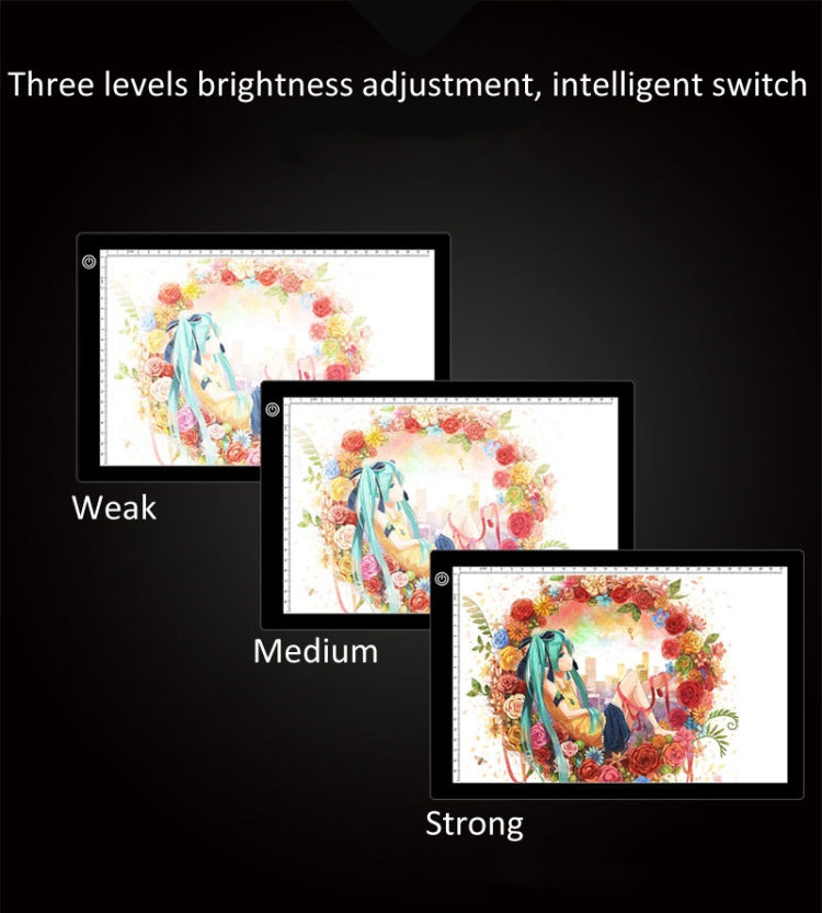 A4 Size 5W 5V LED Three Level of Brightness Dimmable Acrylic Copy Boards for Anime Sketch Drawing Sketchpad, with USB Cable & Plug, Size：220x330x5mm -  by PMC Jewellery | Online Shopping South Africa | PMC Jewellery | Buy Now Pay Later Mobicred