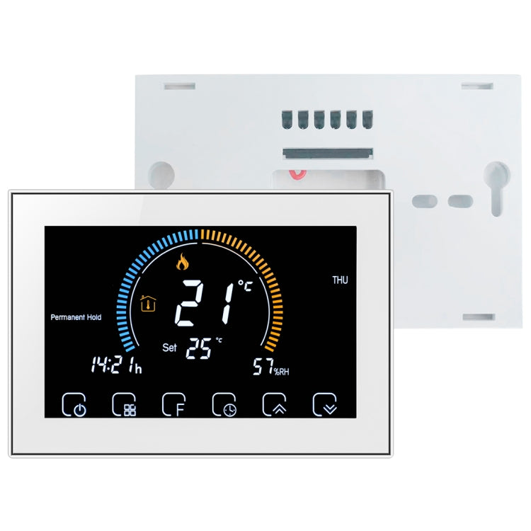 BHT-8000-GA Control Water Heating Energy-saving and Environmentally-friendly Smart Home Negative Display LCD Screen Round Room Thermostat without WiFi(White) - Thermostat & Thermometer by PMC Jewellery | Online Shopping South Africa | PMC Jewellery | Buy Now Pay Later Mobicred