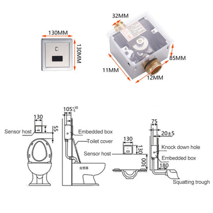 Recessed Wall in Type Flush Valve for Auto-induction Toilet, with Automatic and Manual Function DC AC - Smart Kitchen and Toilet by PMC Jewellery | Online Shopping South Africa | PMC Jewellery | Buy Now Pay Later Mobicred