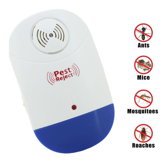 Electronic Ultrasonic Mosquito Rat Pest Control Repeller with LED Light, EU Plug AC90V-250V (White+Blue) - Repellents by PMC Jewellery | Online Shopping South Africa | PMC Jewellery | Buy Now Pay Later Mobicred