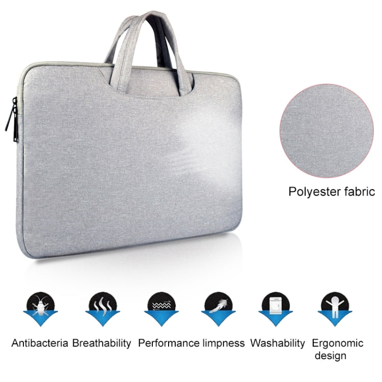 Breathable Wear-resistant Shoulder Handheld Zipper Laptop Bag, For 13.3 inch and Below Macbook, Samsung, Lenovo, Sony, DELL Alienware, CHUWI, ASUS, HP (Grey) - 13.3 inch by PMC Jewellery | Online Shopping South Africa | PMC Jewellery | Buy Now Pay Later Mobicred