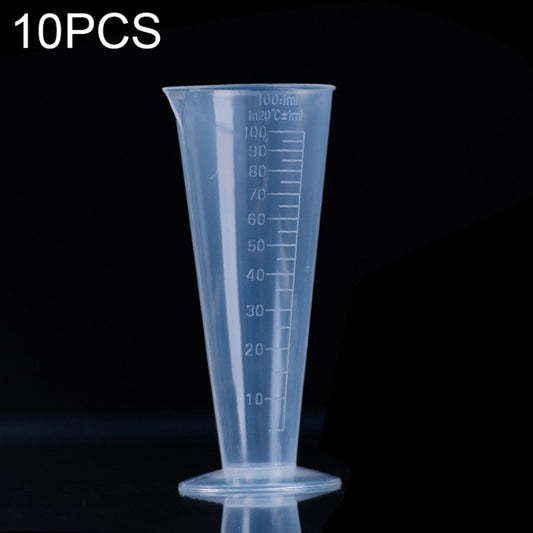 10 PCS 100ml Food Grade PP Plastic Flask Digital Cone Measuring Cup Cylinder Scale Measure Glass Lab Laboratory Tools(Transparent) - Gadgets by PMC Jewellery | Online Shopping South Africa | PMC Jewellery | Buy Now Pay Later Mobicred