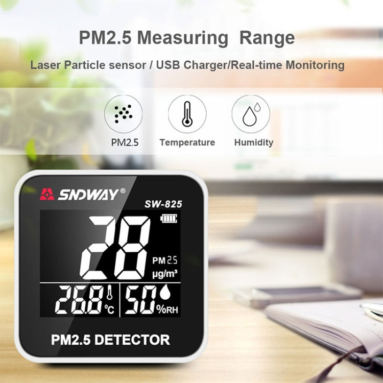 SNDWAY SW-825 Micro USB Charging Desktop Air Quality Real-time Purification Detector with HiD LED Screen, Support Alarm Prompt - Air & Water Quality Tester by SNDWAY | Online Shopping South Africa | PMC Jewellery | Buy Now Pay Later Mobicred