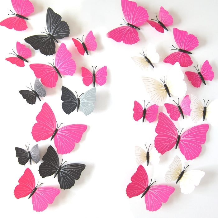 2 Sets Creative 3D Color Butterfly Wall Stickers Living Room Bedroom Decoration Supplies, Magnet Style, Random Color Delivery - Ornaments by PMC Jewellery | Online Shopping South Africa | PMC Jewellery