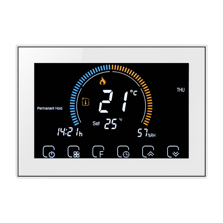 BHT-8000-GC Controlling Water/Gas Boiler Heating Energy-saving and Environmentally-friendly Smart Home Negative Display LCD Screen Round Room Thermostat without WiFi(White) - Thermostat & Thermometer by PMC Jewellery | Online Shopping South Africa | PMC Jewellery | Buy Now Pay Later Mobicred