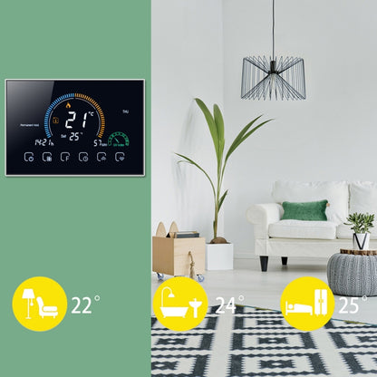 BHT-8000-GCLW Controlling Water/Gas Boiler Heating Energy-saving and Environmentally-friendly Smart Home Negative Display LCD Screen Round Room Thermostat with WiFi(Black) - Thermostat & Thermometer by PMC Jewellery | Online Shopping South Africa | PMC Jewellery | Buy Now Pay Later Mobicred