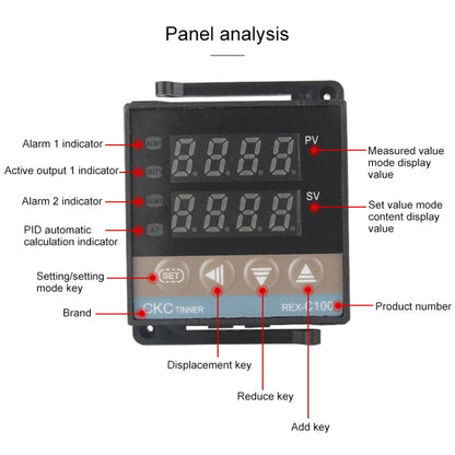 REX-C100 Thermostat + Thermocouple + SSR-10 DA Solid State Module Intelligent Temperature Control Kit - Components Kits by PMC Jewellery | Online Shopping South Africa | PMC Jewellery | Buy Now Pay Later Mobicred