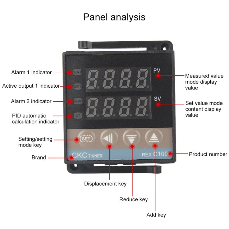 REX-C100 Thermostat + Thermocouple + SSR-25 DA Solid State Module Intelligent Temperature Control Kit - Components Kits by PMC Jewellery | Online Shopping South Africa | PMC Jewellery