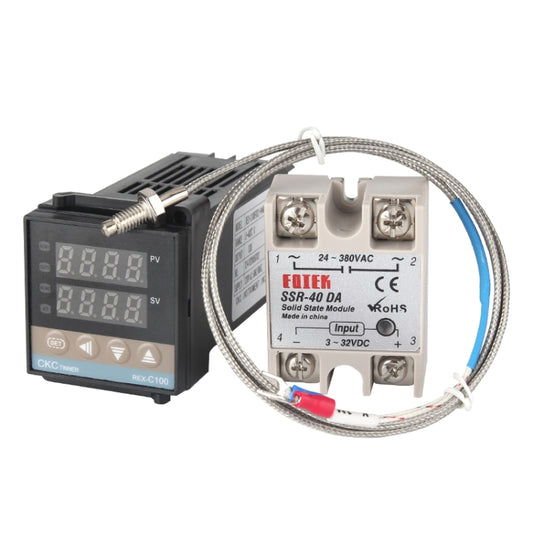 REX-C100 Thermostat + Thermocouple + SSR-40 DA Solid State Module Intelligent Temperature Control Kit - Components Kits by PMC Jewellery | Online Shopping South Africa | PMC Jewellery