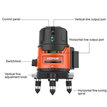 VCHON  30 Times Enhanced Green Light 3 Line High-precision Outdoor Laser Level Instrument with Anti-drop Plastic Box & 1m Tripod - Laser Rangefinder by PMC Jewellery | Online Shopping South Africa | PMC Jewellery | Buy Now Pay Later Mobicred