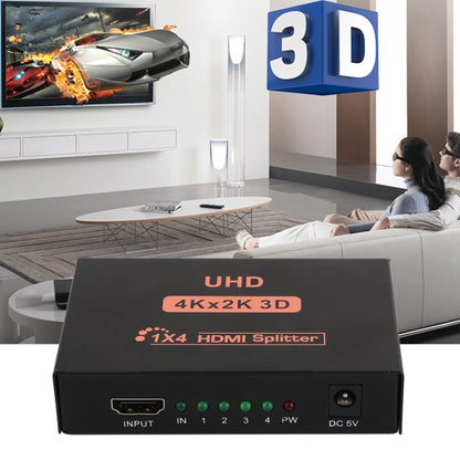 CY10 UHD 4K x 2K 3D 1 x 4 HDMI Splitter(Black) - Splitter by PMC Jewellery | Online Shopping South Africa | PMC Jewellery | Buy Now Pay Later Mobicred