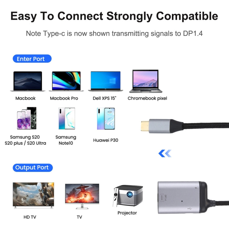 4K USB-C / Type-C to Mini DisplayPort 1.4 + PD Data Sync Adapter Cable - Cable & Adapters by PMC Jewellery | Online Shopping South Africa | PMC Jewellery | Buy Now Pay Later Mobicred