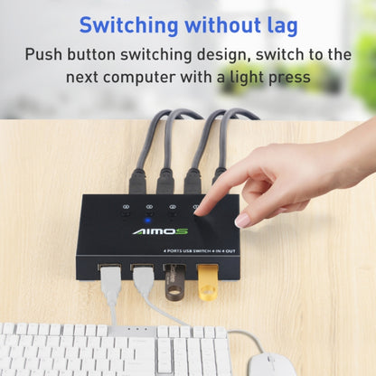 AIMOS AM-KM404K USB2.0 4 In 4 Out Switcher - Switch by PMC Jewellery | Online Shopping South Africa | PMC Jewellery | Buy Now Pay Later Mobicred