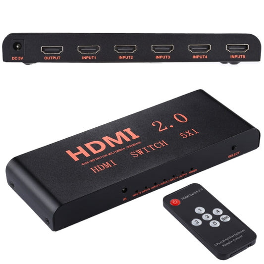 5X1 4K/60Hz HDMI 2.0 Switch with Remote Control, EU Plug - Switch by PMC Jewellery | Online Shopping South Africa | PMC Jewellery | Buy Now Pay Later Mobicred