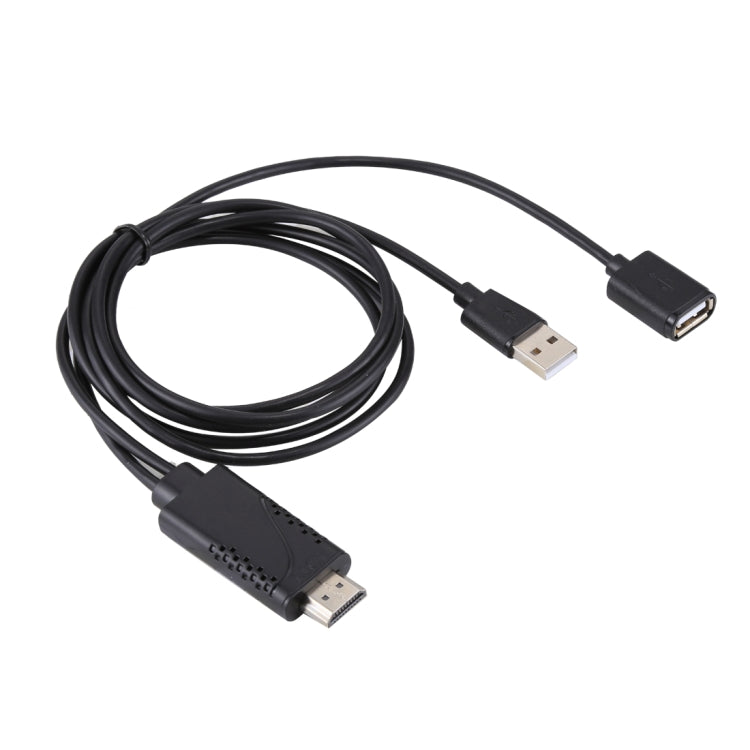 1080P USB 2.0 Male + USB 2.0 Female to HDMI HDTV AV Adapter Cable for iPhone / iPad, Android Smartphones(Black) - Video & Audio Cable by PMC Jewellery | Online Shopping South Africa | PMC Jewellery | Buy Now Pay Later Mobicred